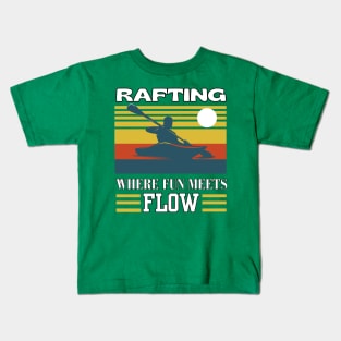 Vintage Rafting Where fun meets the flow Kids T-Shirt